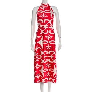 Joie Vibrant Red and Cream Midi Dress